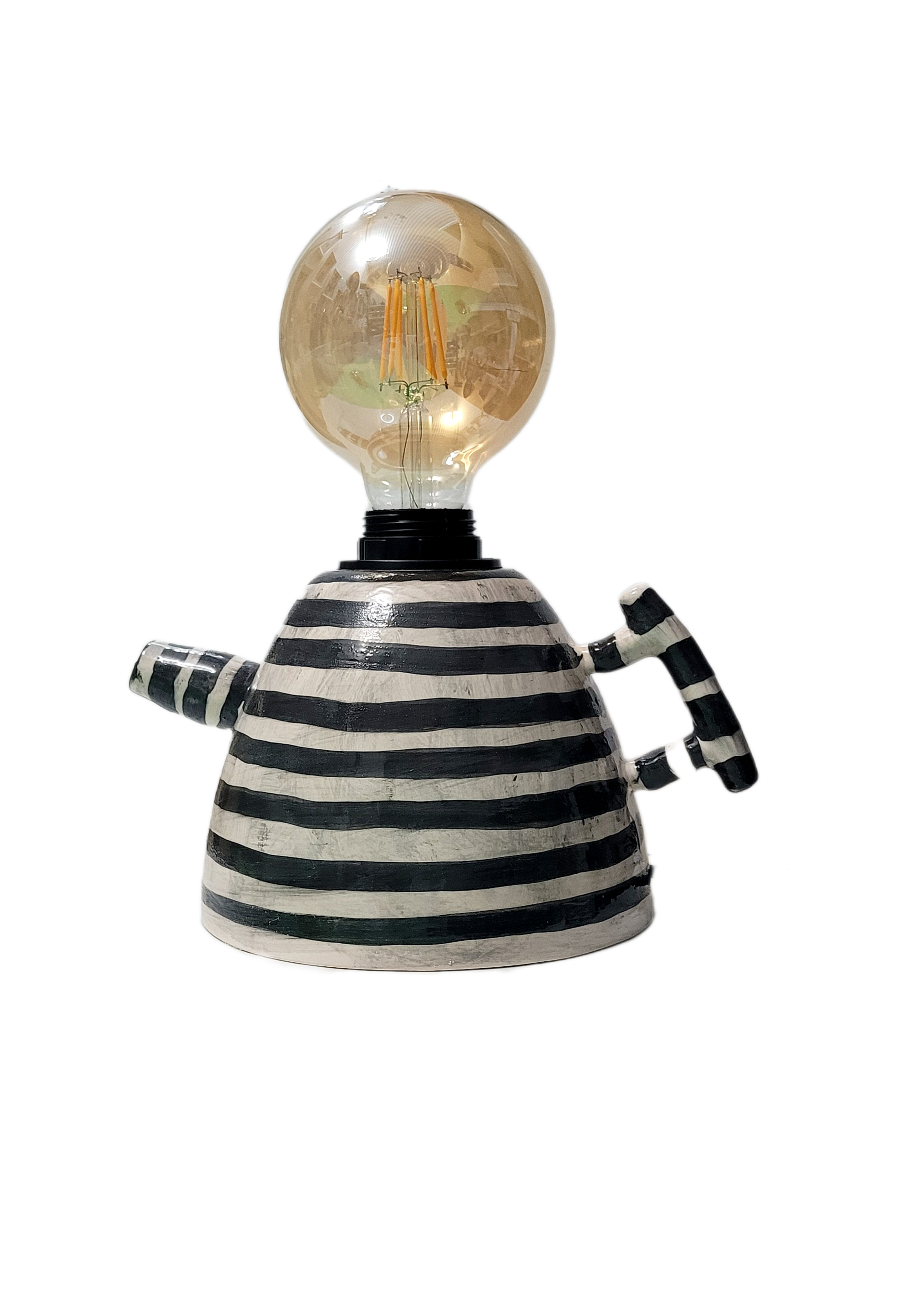 Çizgili Çaydanlık Formlu Aydınlatma Abajur