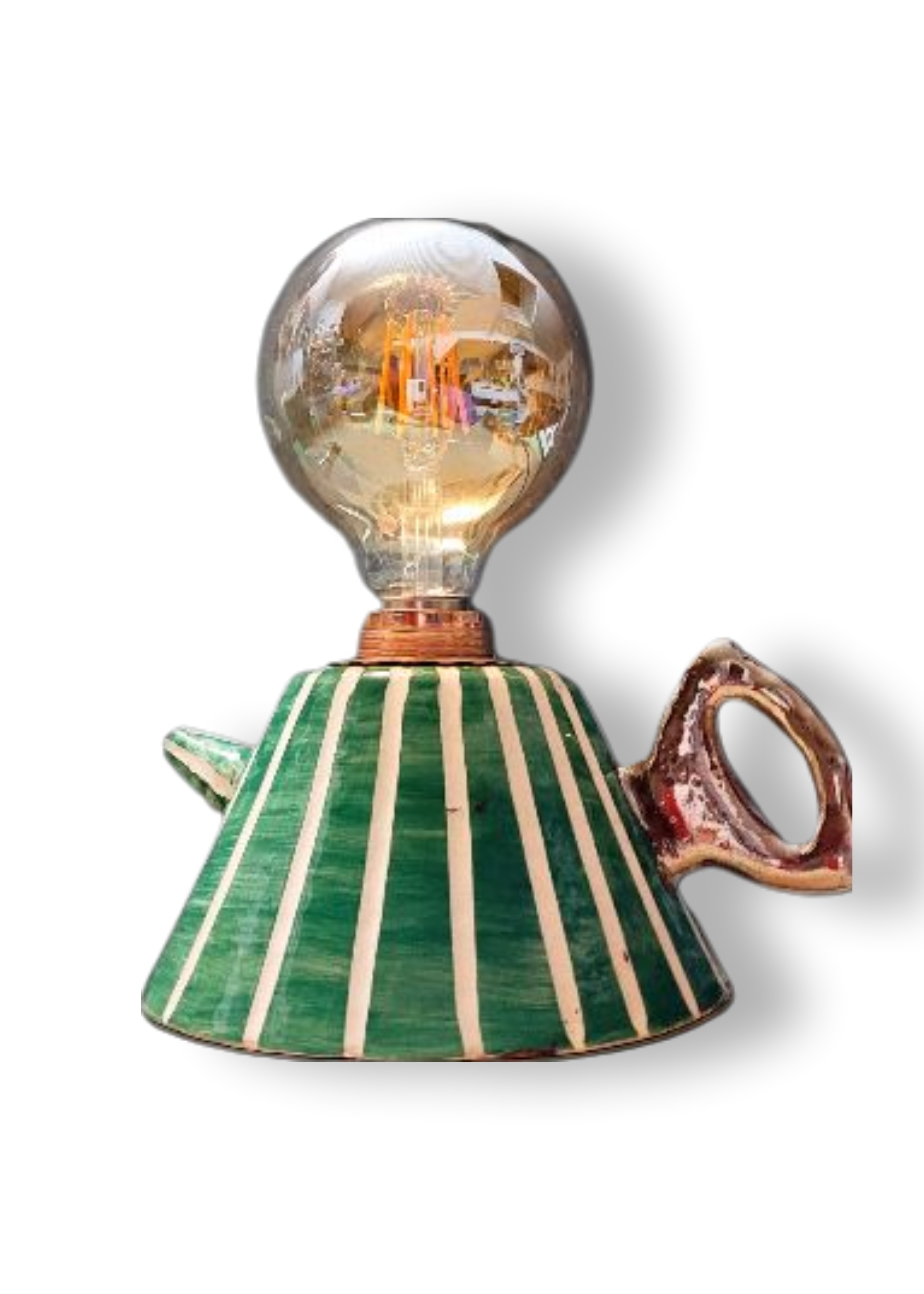 Çizgili Çaydanlık Formlu Aydınlatma Abajur 02