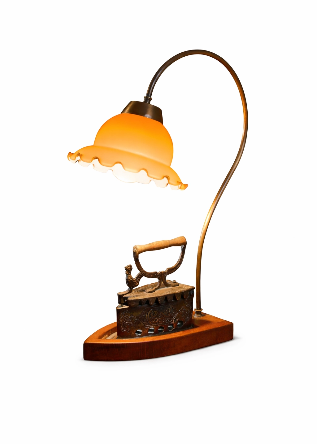 Cam Başlıklı Antika Ütü Abajur